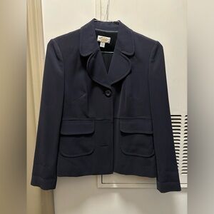 Talbots Navy Blazer Suit Jacket-Vintage Italian Flannel Stretch Wool Suit Jacket